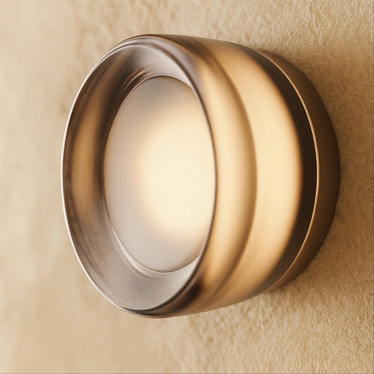 Lámpara de pared redonda de aluminio CircaGlow para un brillo ambiental cálido en espacios modernos