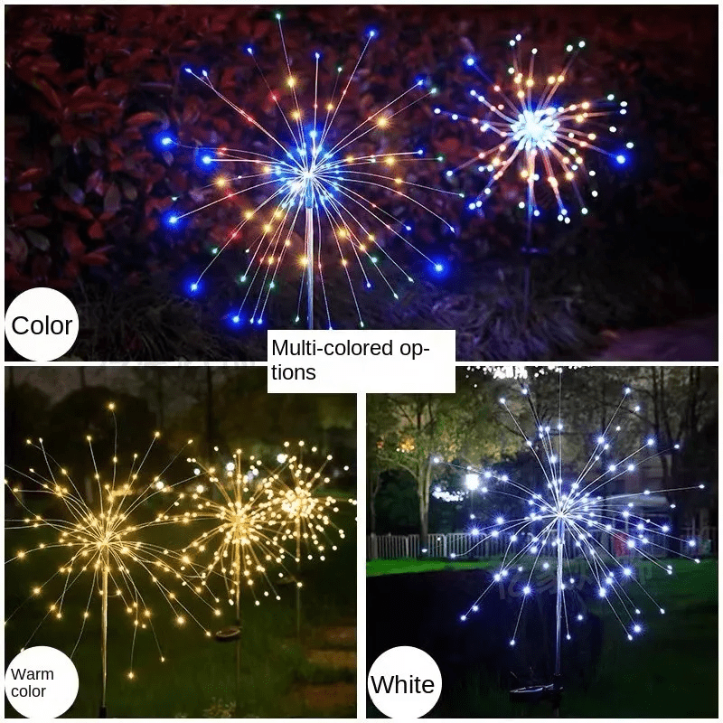 Elegant LED firework lights for outdoor areas, IP65, solar-powered lighting - Fioriscas