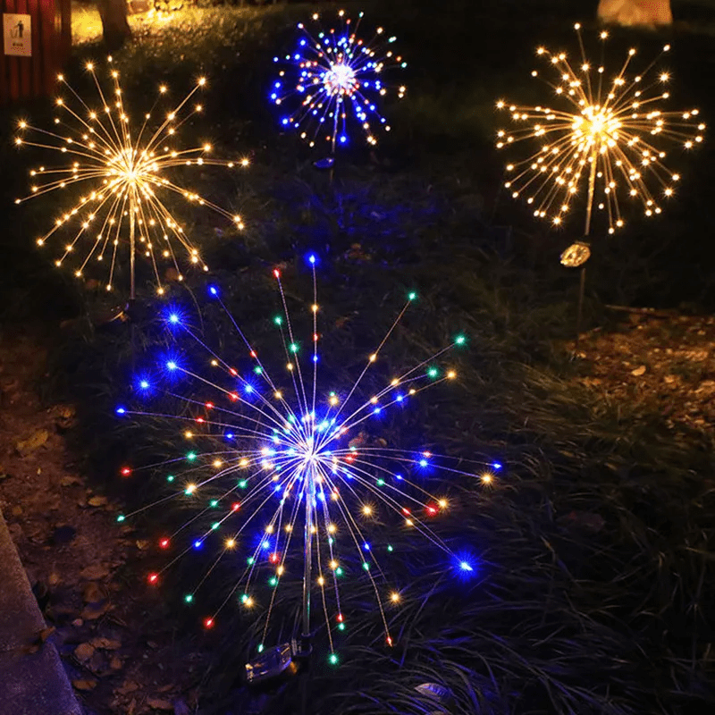 Elegant LED firework lights for outdoor areas, IP65, solar-powered lighting - Fioriscas