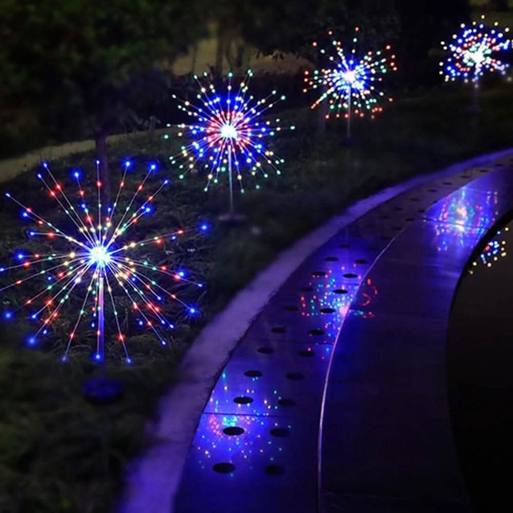 Elegant LED firework lights for outdoor areas, IP65, solar-powered lighting - Fioriscas