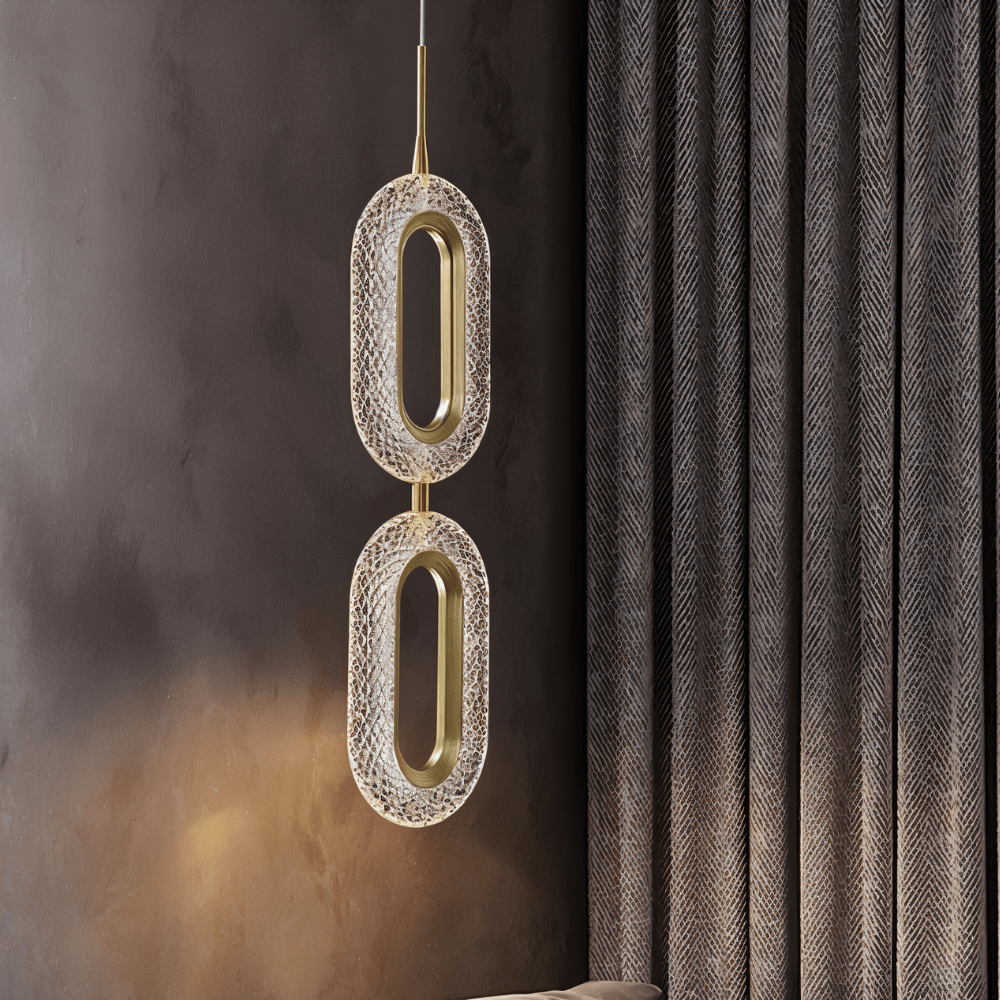 CopperCurve sculpturale hanglamp met gestructureerde acryl kap voor sfeervolle gloed
