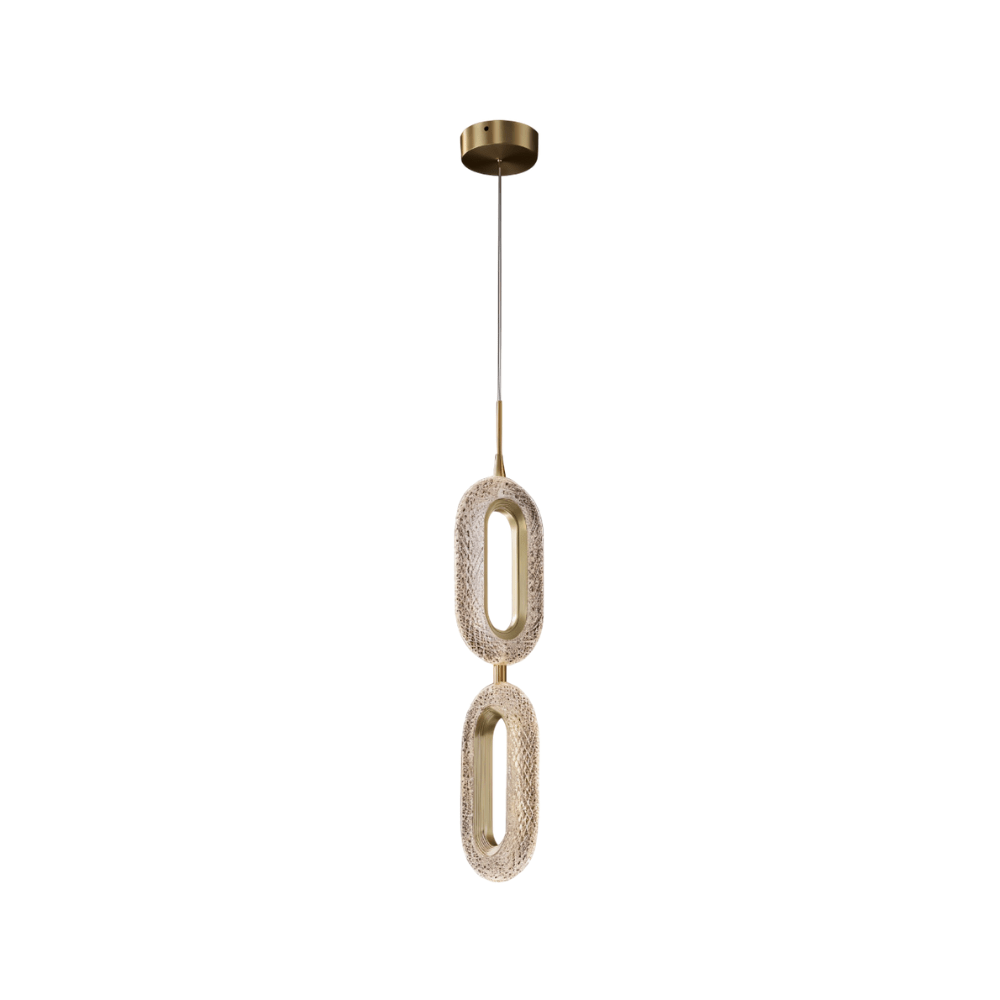 CopperCurve sculpturale hanglamp met gestructureerde acryl kap voor sfeervolle gloed