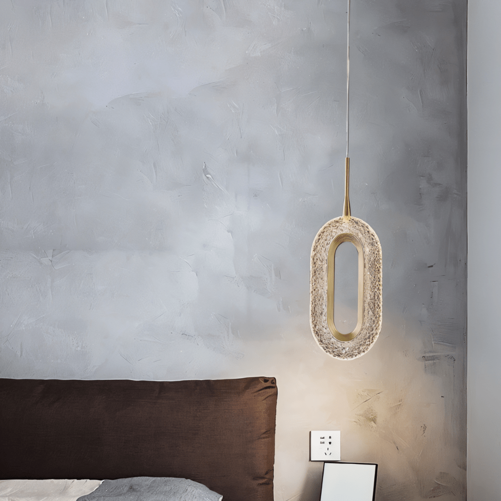 CopperCurve sculpturale hanglamp met gestructureerde acryl kap voor sfeervolle gloed
