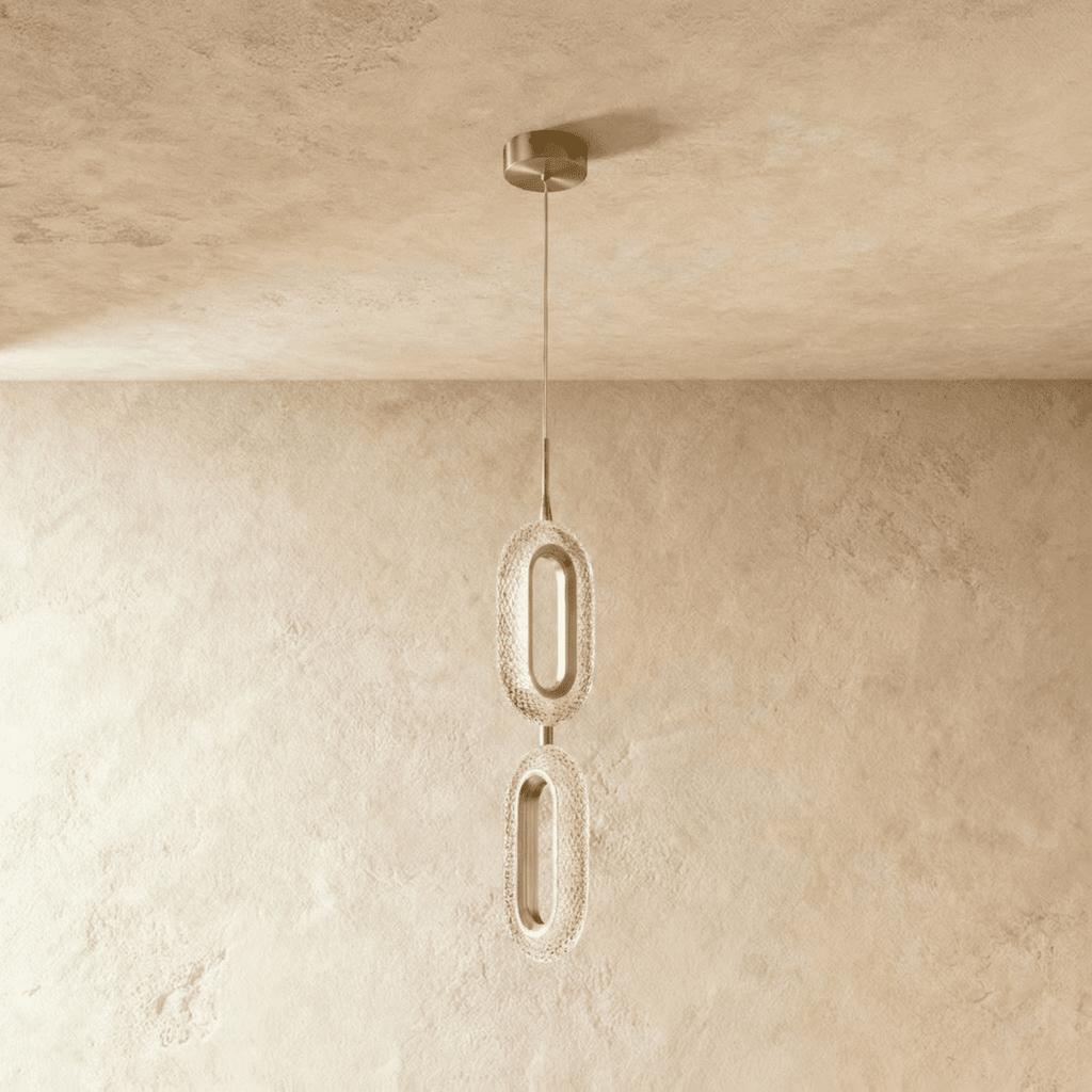 CopperCurve sculpturale hanglamp met gestructureerde acryl kap voor sfeervolle gloed
