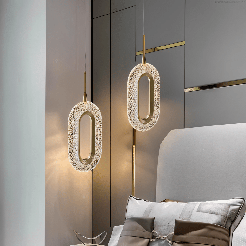 CopperCurve sculpturale hanglamp met gestructureerde acryl kap voor sfeervolle gloed