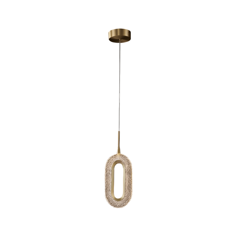 CopperCurve sculpturale hanglamp met gestructureerde acryl kap voor sfeervolle gloed
