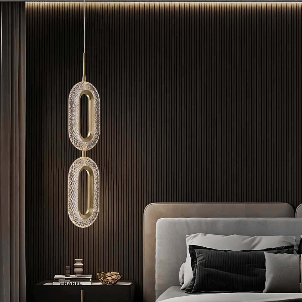 CopperCurve sculpturale hanglamp met gestructureerde acryl kap voor sfeervolle gloed