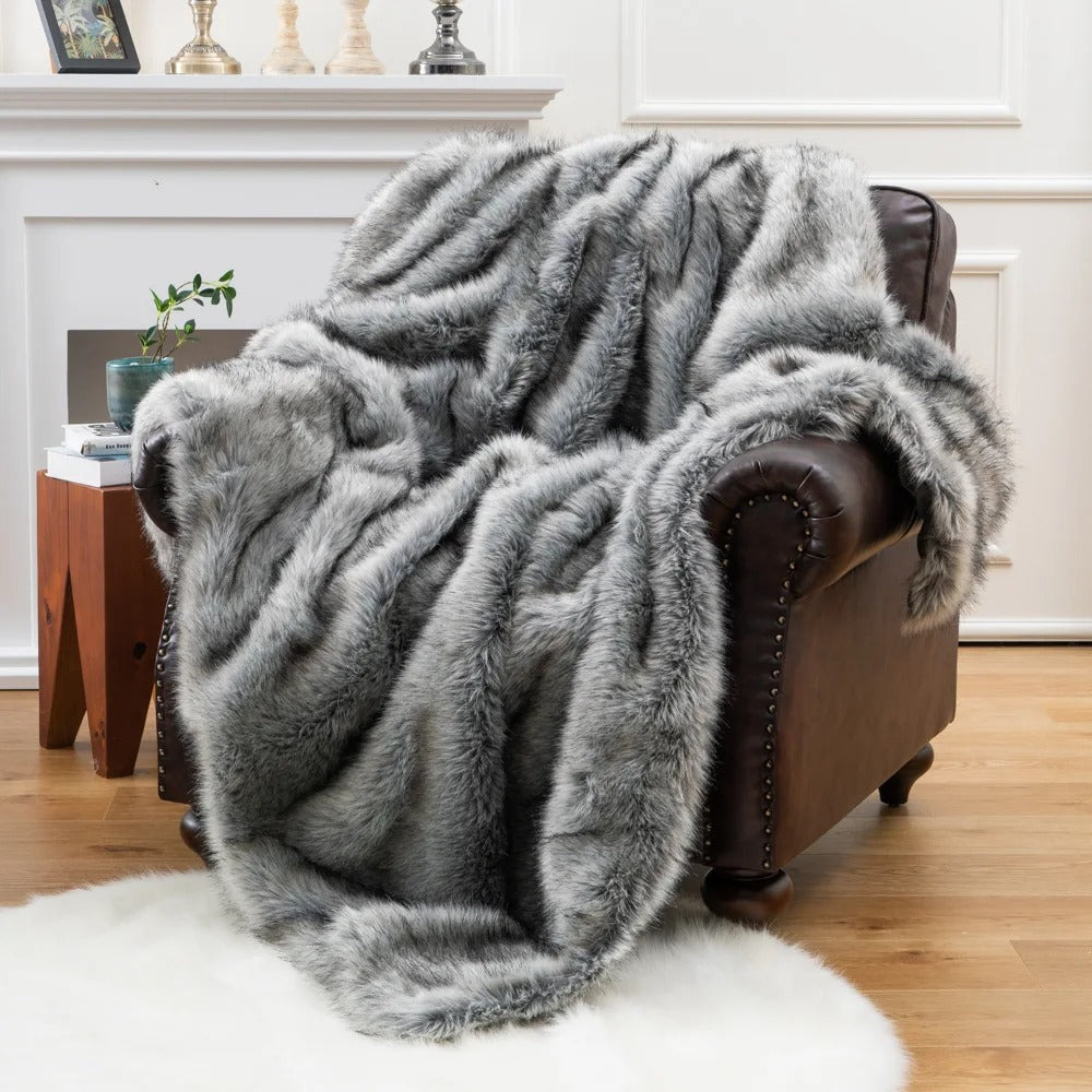 Faux Fur Throw Blanket, AstraNook Plush Sofa & Bed Accent