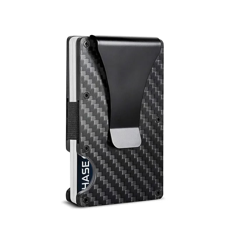 Portacarte in titanio con blocco RFID, portafoglio slim con fermasoldi o clip portamonete