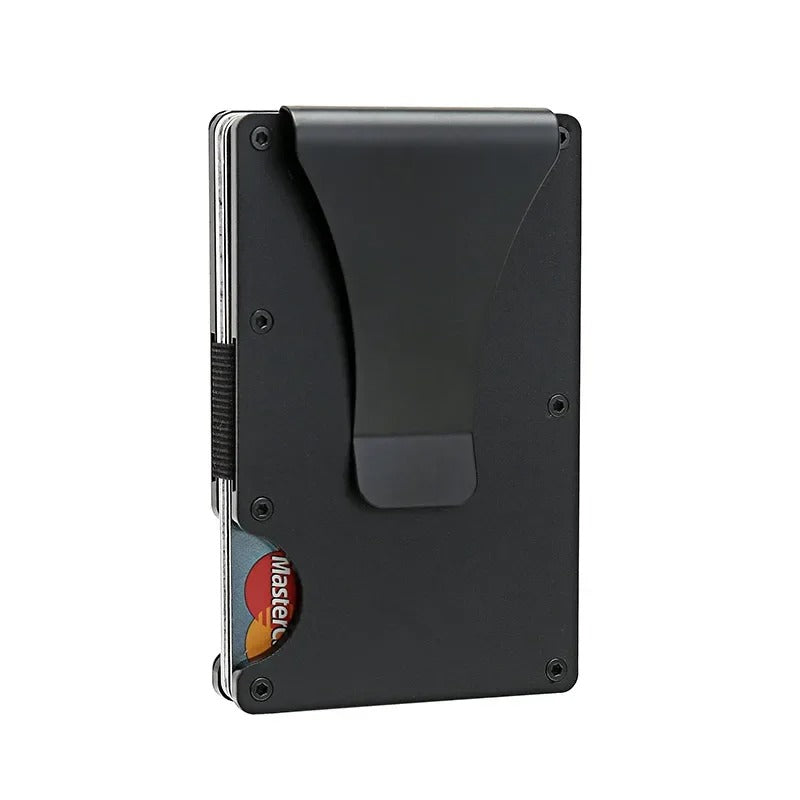 Portacarte in titanio con blocco RFID, portafoglio slim con fermasoldi o clip portamonete