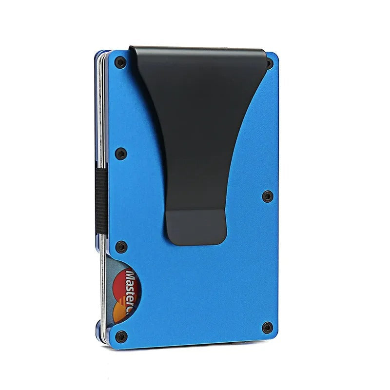 Portacarte in titanio con blocco RFID, portafoglio slim con fermasoldi o clip portamonete