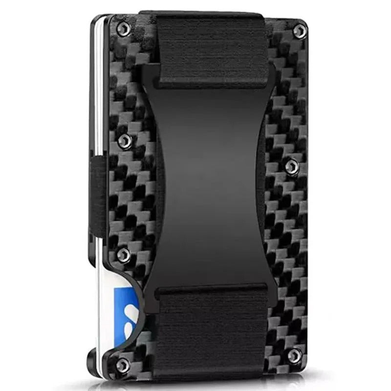 Portacarte in titanio con blocco RFID, portafoglio slim con fermasoldi o clip portamonete