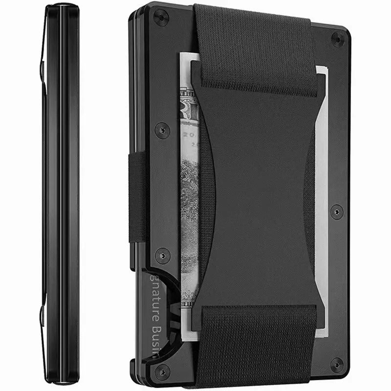 Portacarte in titanio con blocco RFID, portafoglio slim con fermasoldi o clip portamonete