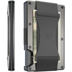 Portacarte in titanio con blocco RFID, portafoglio slim con fermasoldi o clip portamonete