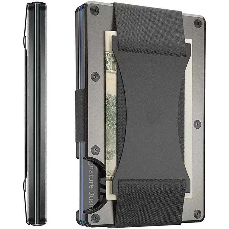 Portacarte in titanio con blocco RFID, portafoglio slim con fermasoldi o clip portamonete