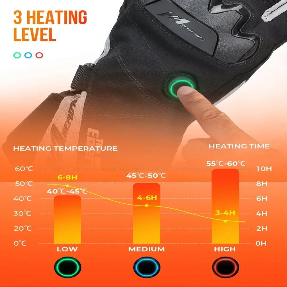 Opvarmede motorcykelhandsker med USB-opladelig varme, touchscreen-kompatible
