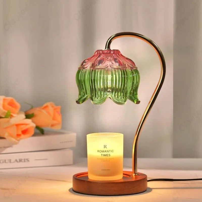 Bloemvormige lamp voor het verwarmen van kaarsen, vlamloze geurverspreider voor een modern interieur