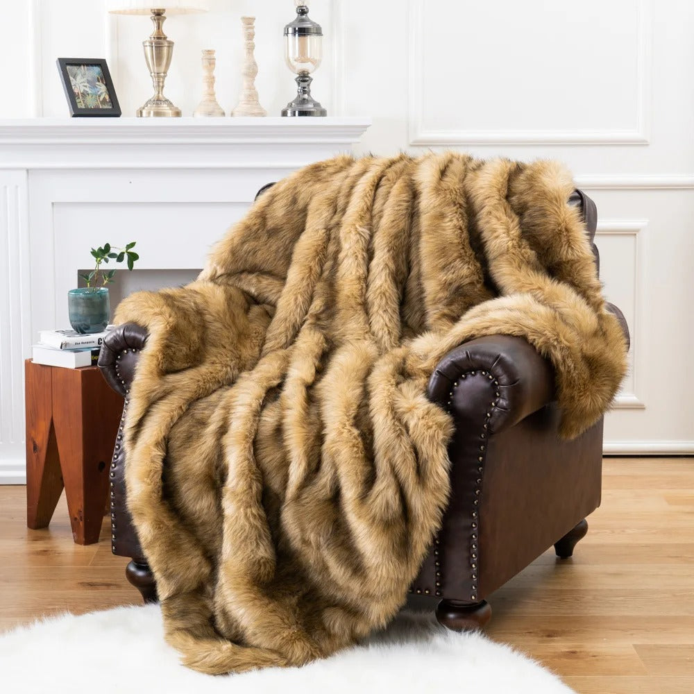 Faux Fur Throw Blanket, AstraNook Plush Sofa & Bed Accent