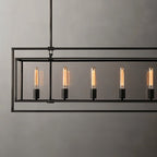 Lampadario lanterna lineare moderno AeroLumen con pannelli di vetro sospesi