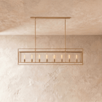 Lampadario lanterna lineare moderno AeroLumen con pannelli di vetro sospesi