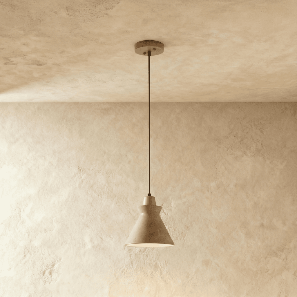 Solara Travertine Pendant Light With Wood Accent Finish