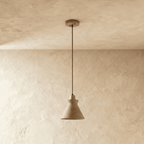 Solara Travertine Pendant Light With Wood Accent Finish