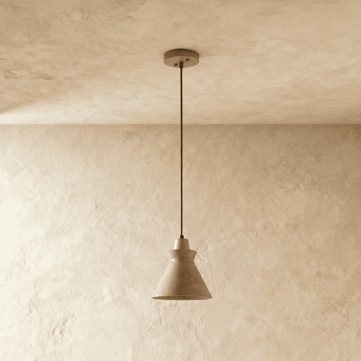 Solara Travertine Pendant Light With Wood Accent Finish