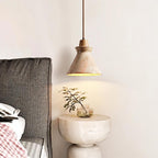 Solara Travertine Pendant Light With Wood Accent Finish