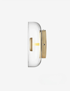 Applique da parete Liora in vetro e pietra, luce LED verso l’alto e verso il basso, 3 colori