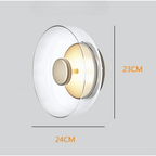 Applique da parete Liora in vetro e pietra, luce LED verso l’alto e verso il basso, 3 colori