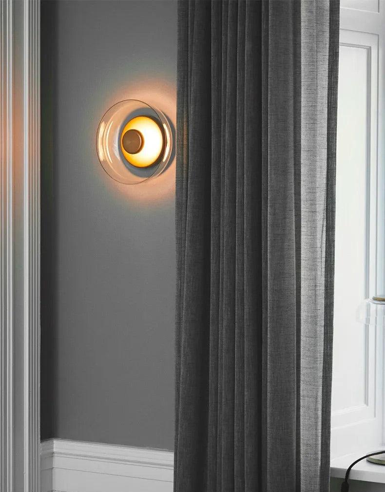 Applique da parete Liora in vetro e pietra, luce LED verso l’alto e verso il basso, 3 colori