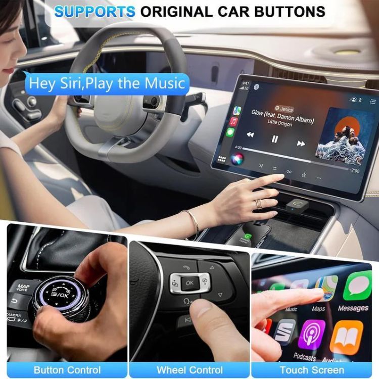 Langaton CarPlay- ja Android Auto -sovitin yli 800 ajoneuvolle