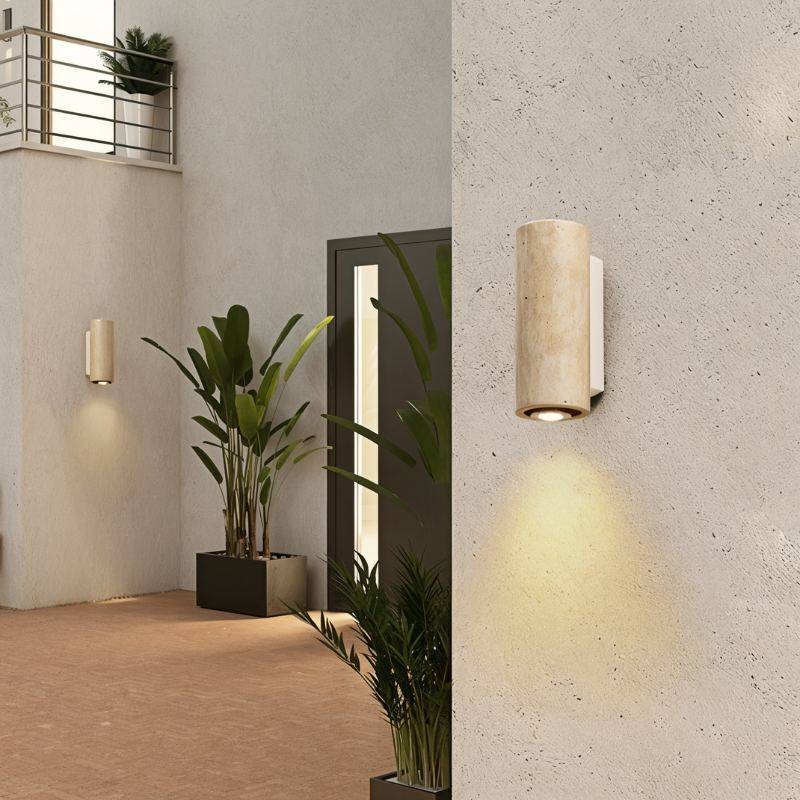 Lumenver lampa ścienna z trawertynu o geometrycznym, nowoczesnym designie