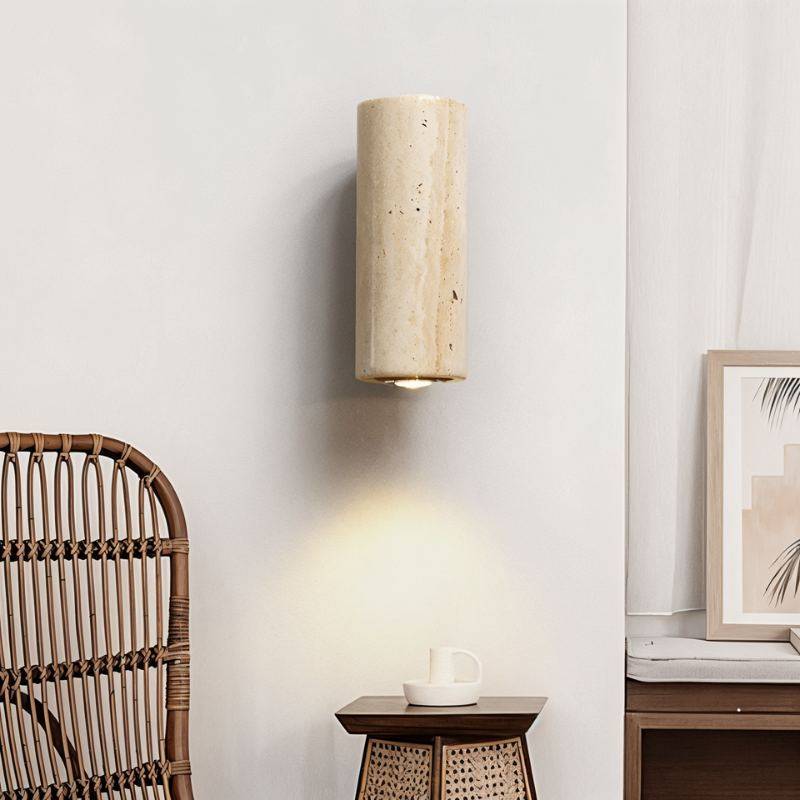 Lumenver lampa ścienna z trawertynu o geometrycznym, nowoczesnym designie