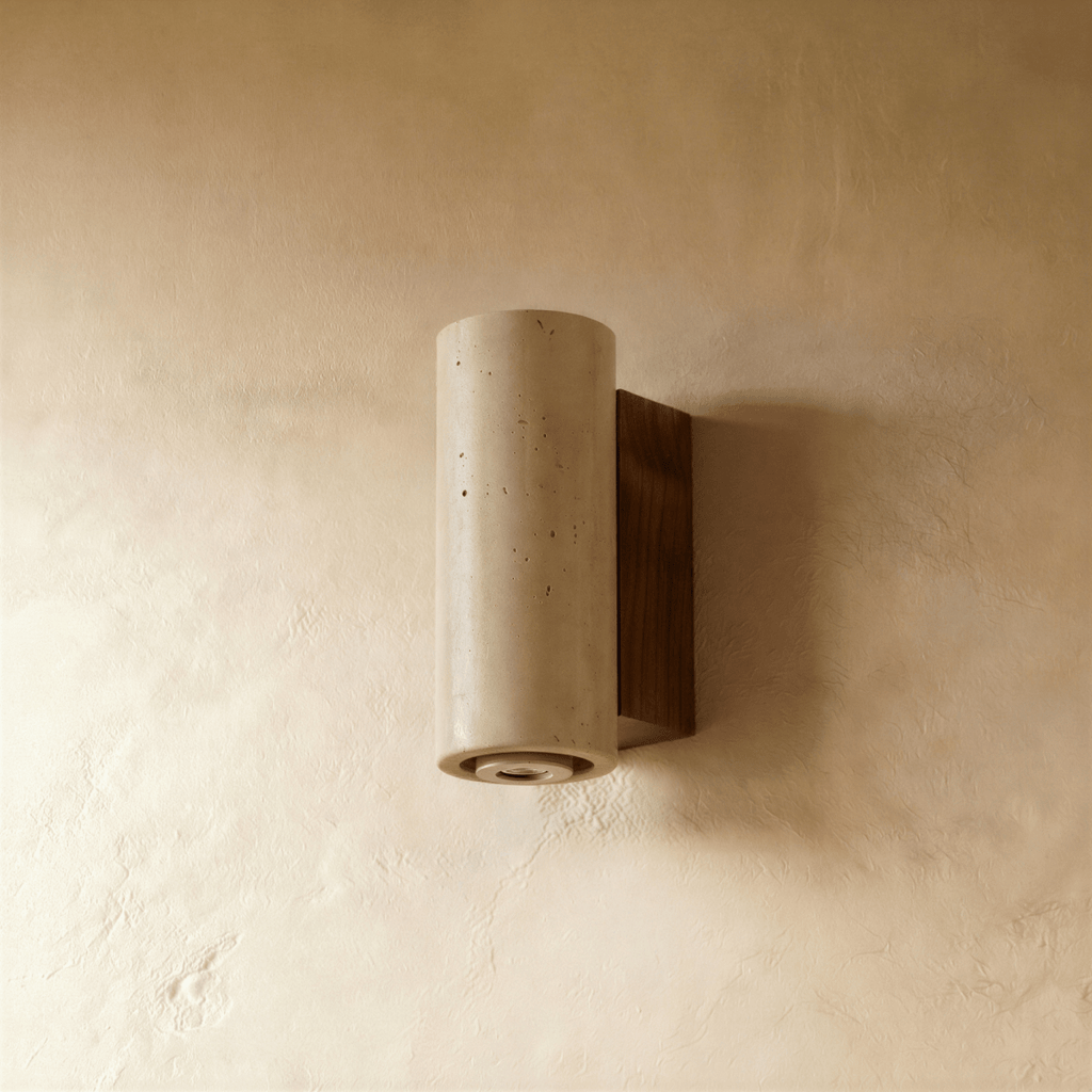 Lumenver lampa ścienna z trawertynu o geometrycznym, nowoczesnym designie