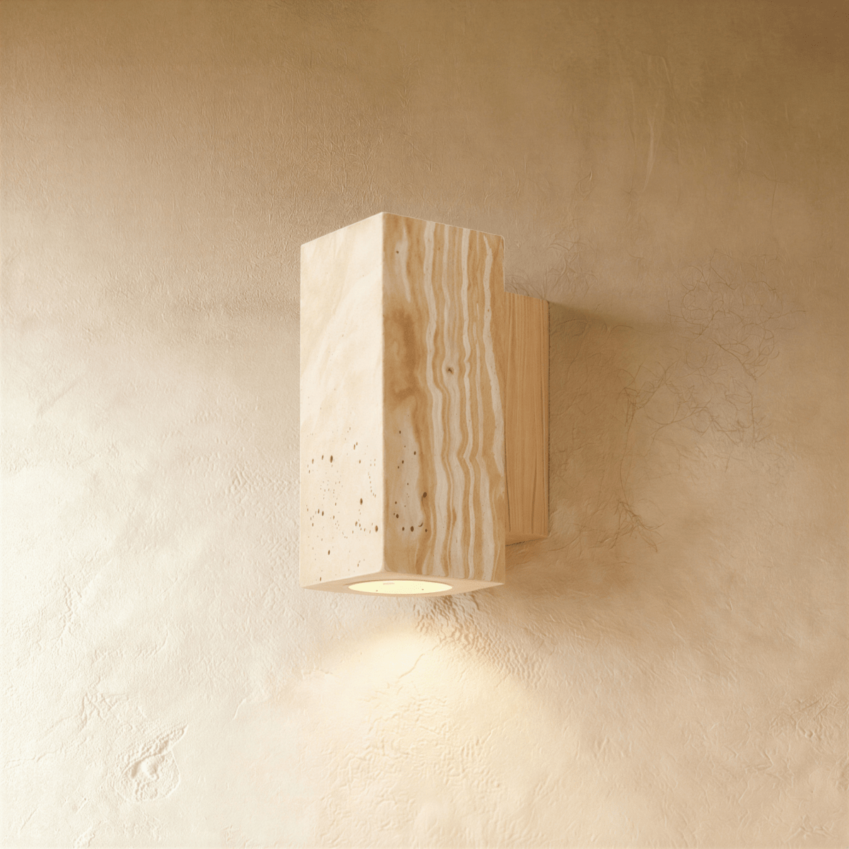 Lumenver lampa ścienna z trawertynu o geometrycznym, nowoczesnym designie