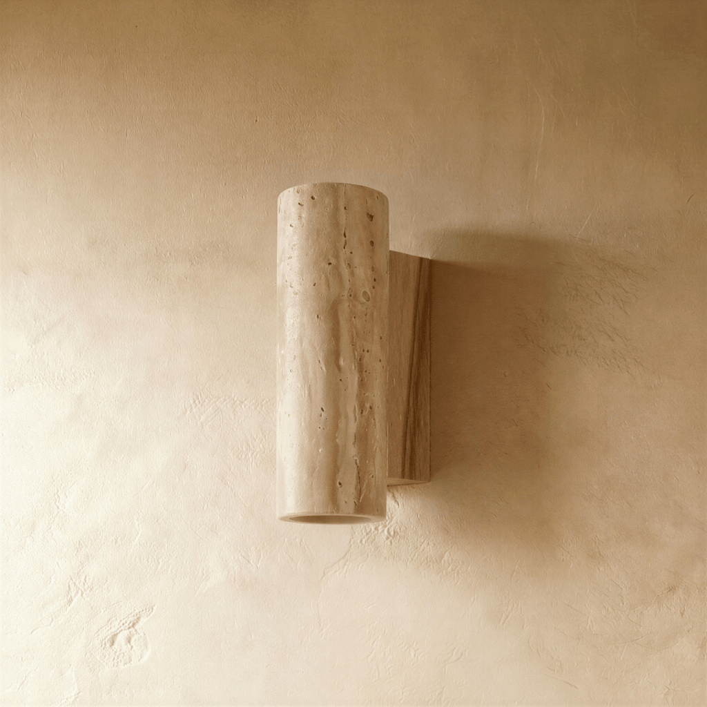 Lumenver lampa ścienna z trawertynu o geometrycznym, nowoczesnym designie