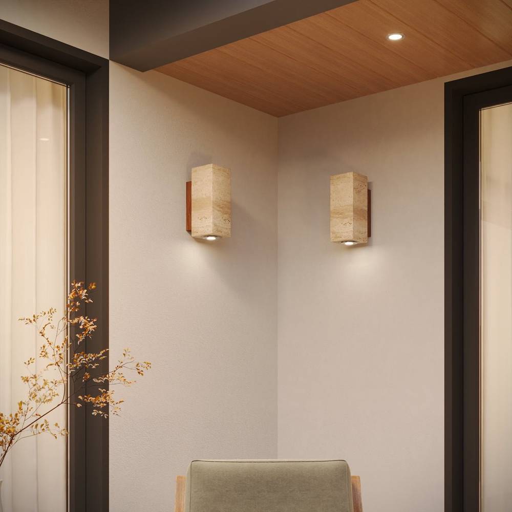 Lumenver lampa ścienna z trawertynu o geometrycznym, nowoczesnym designie
