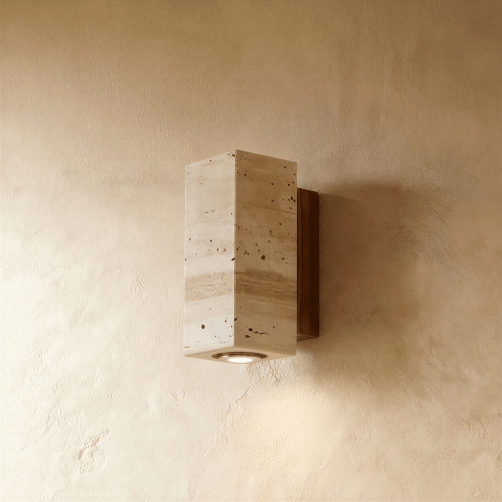 Lumenver lampa ścienna z trawertynu o geometrycznym, nowoczesnym designie