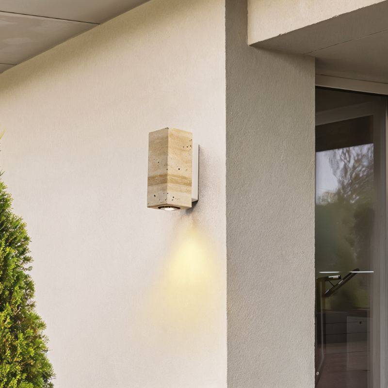 Lumenver lampa ścienna z trawertynu o geometrycznym, nowoczesnym designie