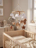 Natural Wood Crib Mobile To Calm Your Baby At Bedtime