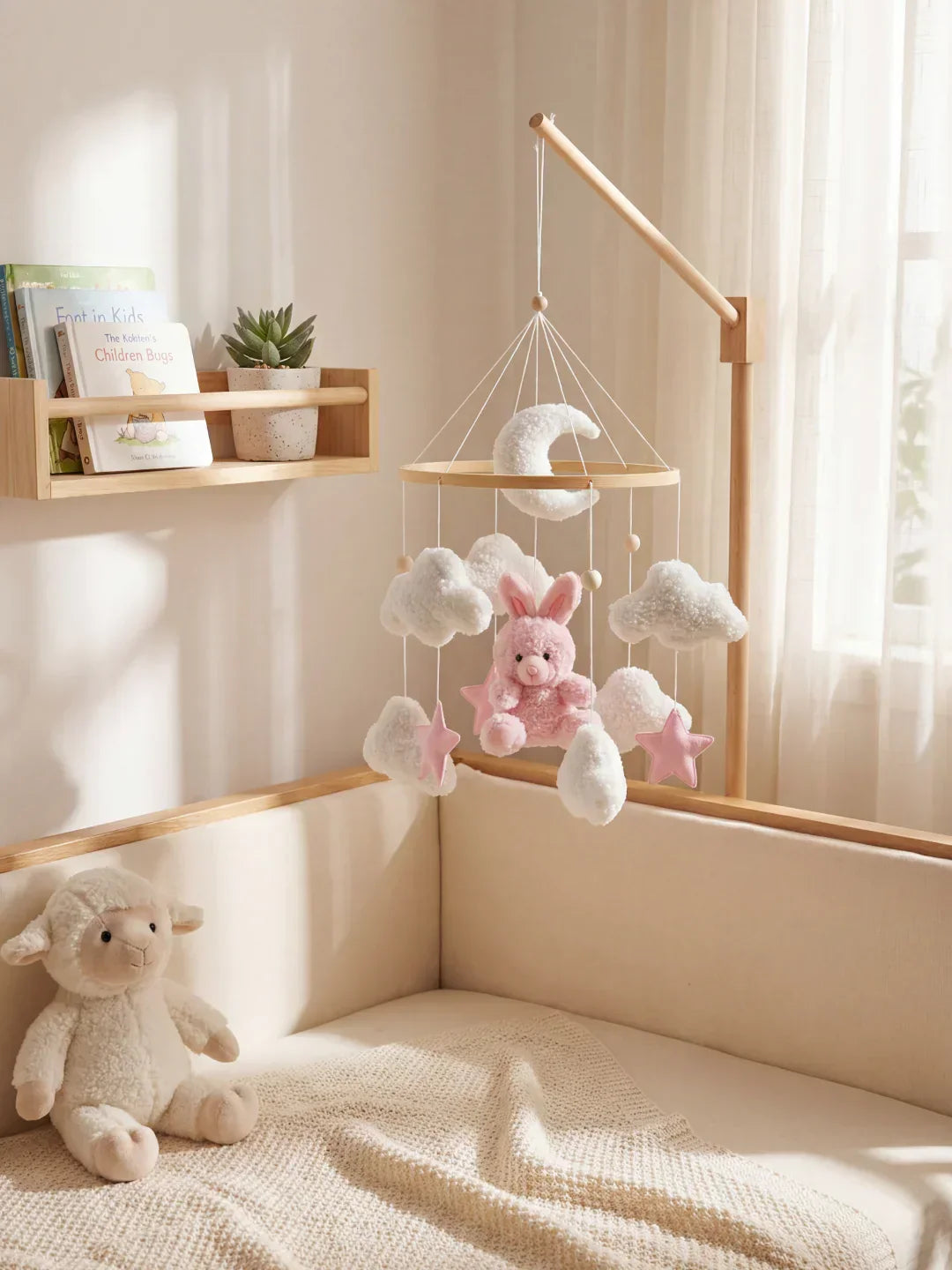 Natural Wood Crib Mobile To Calm Your Baby At Bedtime