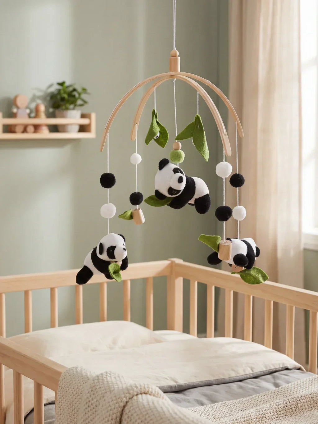 Natural Wood Crib Mobile To Calm Your Baby At Bedtime