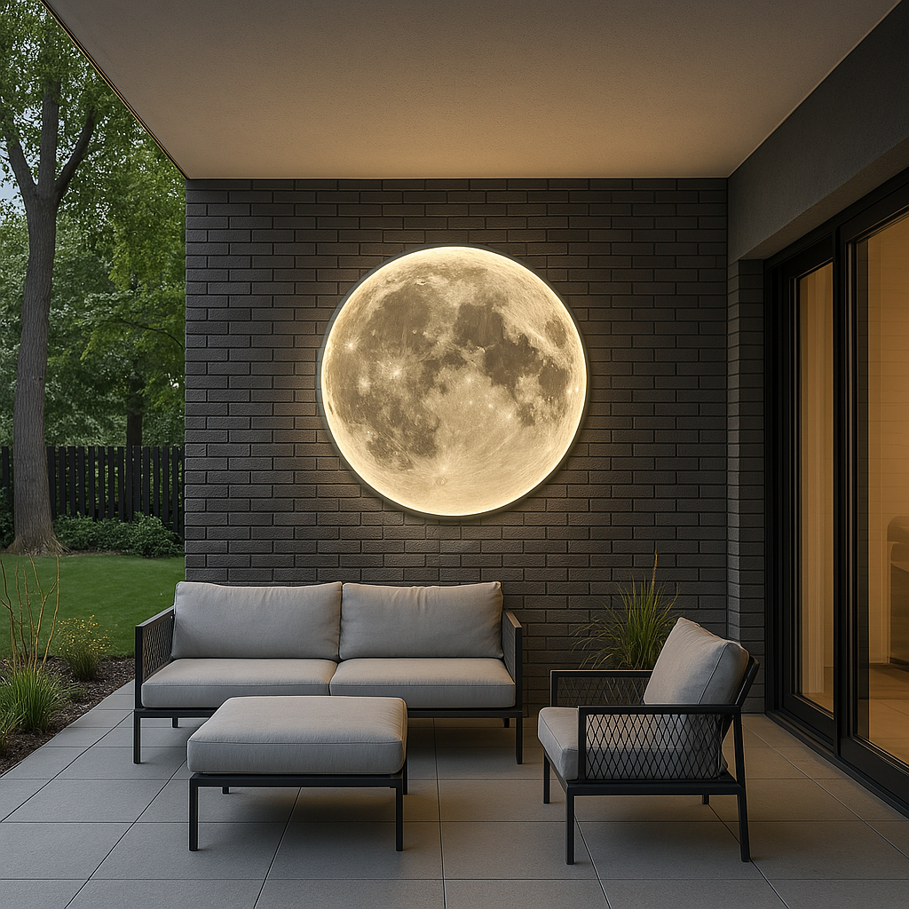 Applique da parete Lunara Moon con design craterizzato effetto materico e illuminazione LED