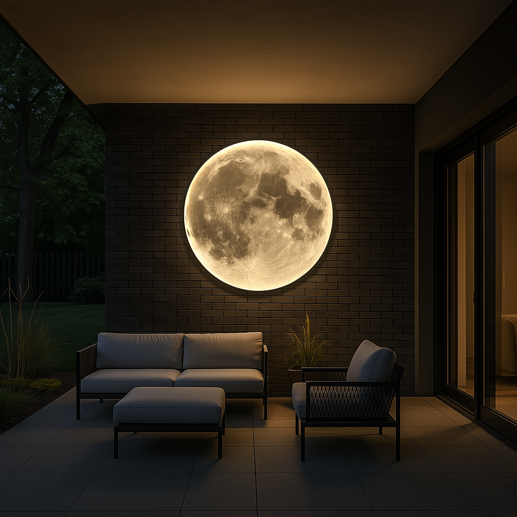 Applique da parete Lunara Moon con design craterizzato effetto materico e illuminazione LED
