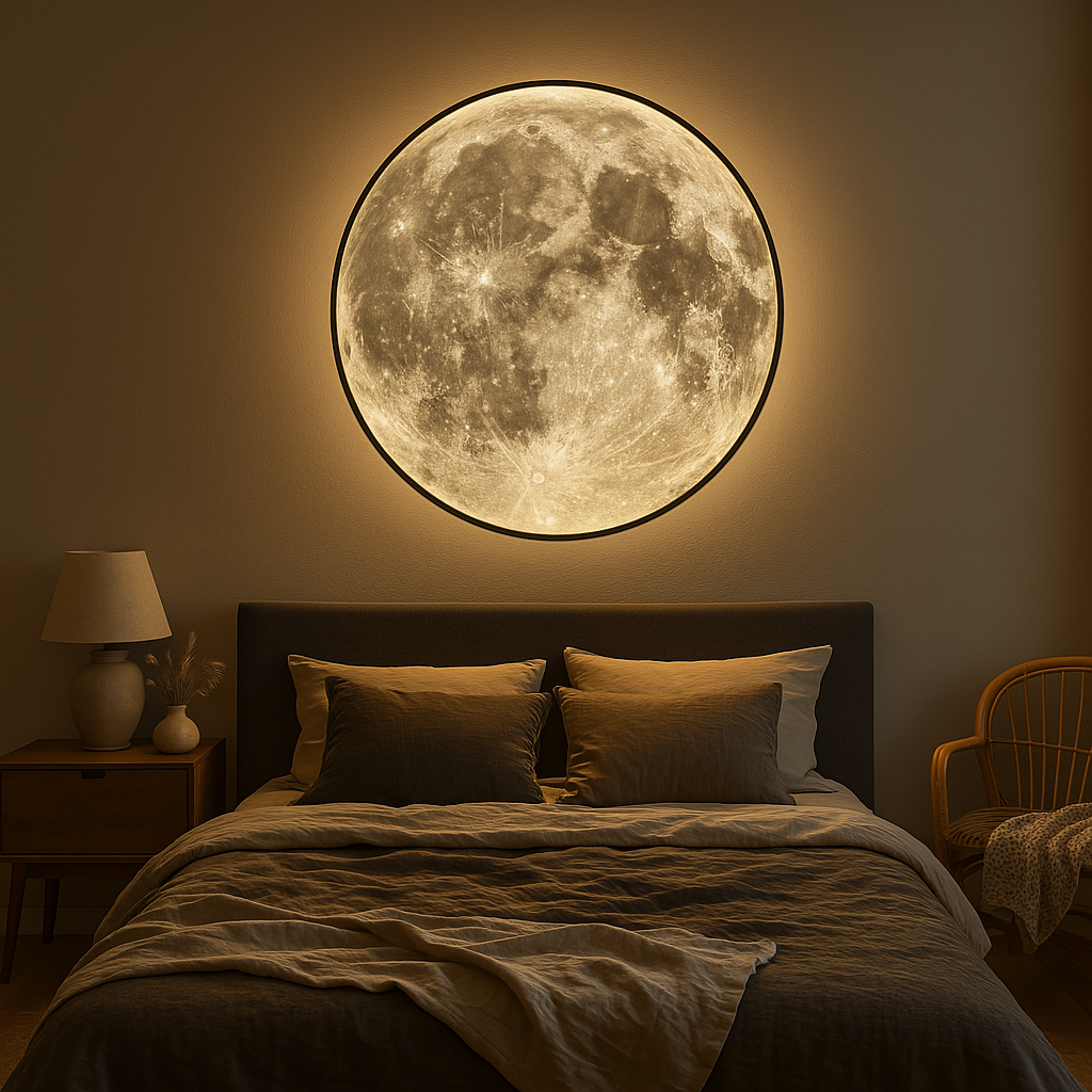 Applique da parete Lunara Moon con design craterizzato effetto materico e illuminazione LED