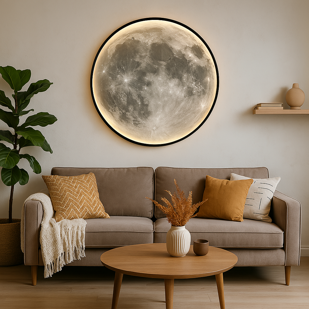 Applique da parete Lunara Moon con design craterizzato effetto materico e illuminazione LED