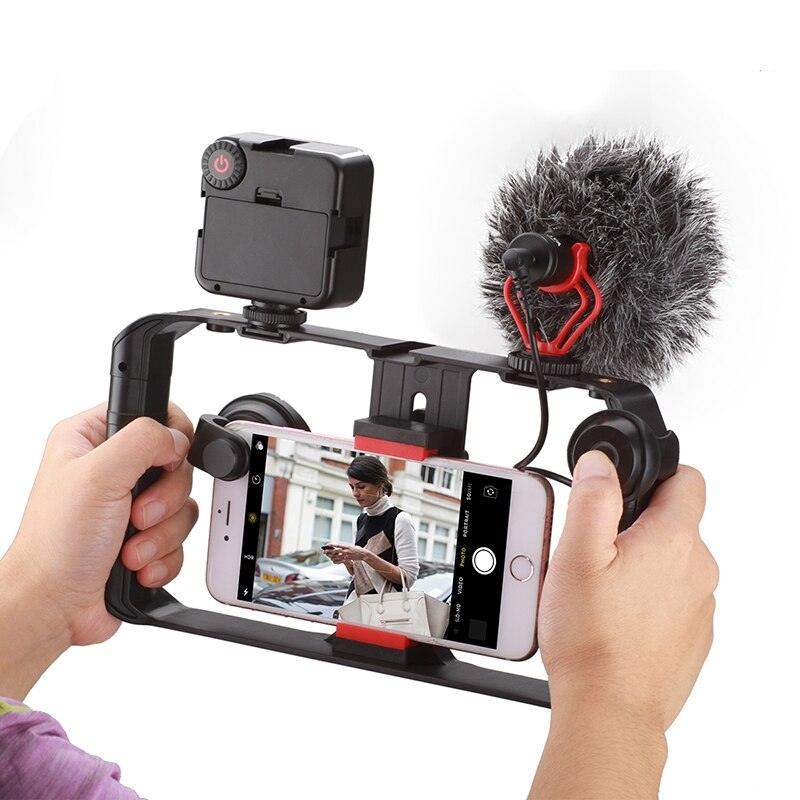 Estabilizador de rig de vídeo para smartphone con monturas de zapata fría para vlogs