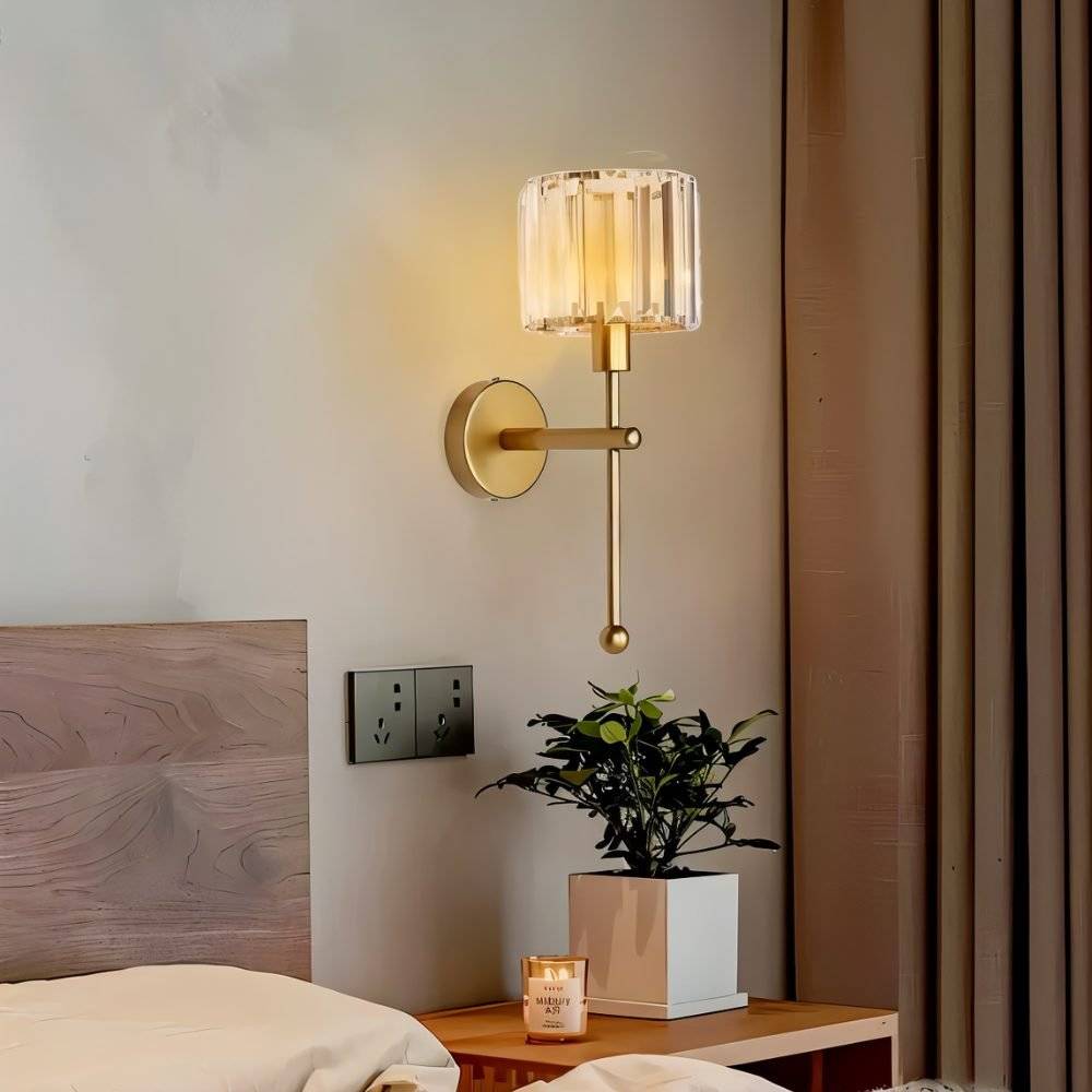 Aurora Ribbed Glass Wireless Wall Lamp With Type C Charging