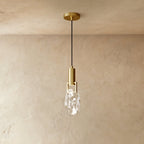 Złota lampa wisząca Aurelia Gold Crystal z miękkim światłem LED